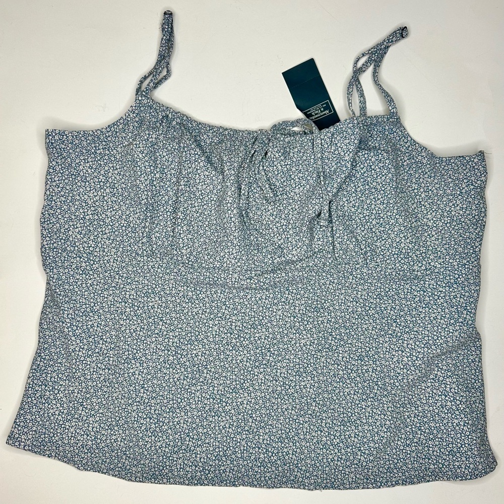 Abercrombie & Fitch Baby Blue Floral Tank Top Large NWT